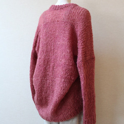手工針織馬海毛圓領毛衣 Akane Pink 第5張的照片