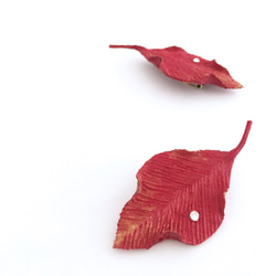 木の葉ブローチ(赤系) 4枚目の画像