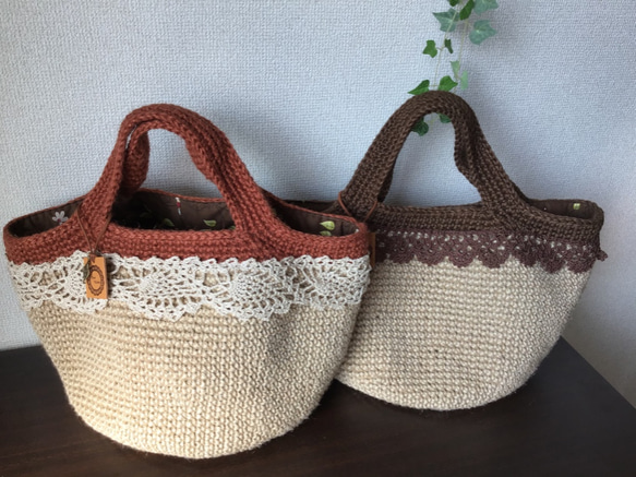 雙色麻繩袋（磚紅色） 第1張的照片