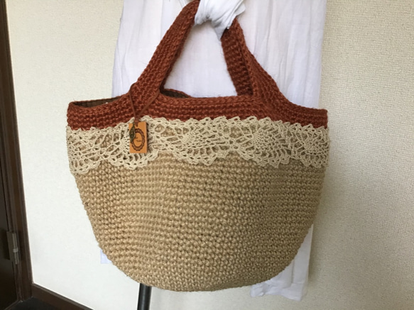 雙色麻繩袋（磚紅色） 第5張的照片