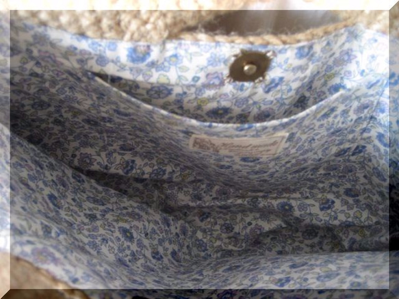 Shimashima 背（天藍色）用 2 路麻線編織 第3張的照片