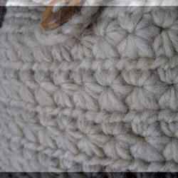 有羊毛鉤針編織肩包♪（灰色和米色） 第5張的照片