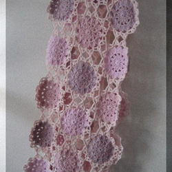手編み♪ピンクのモチーフストール 2枚目の画像