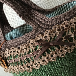 [定做] 秋/冬籃背（綠色）用蕾絲和緞帶裝扮 第2張的照片