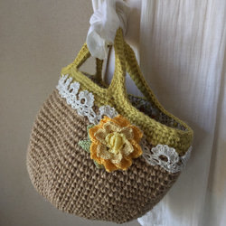 [Creema限量彈簧袋2019]一套籃子袋和門廊與玫瑰胸花（黃色） 第3張的照片