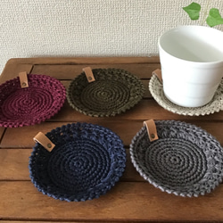 [再次上架] [手工編織]星狀鉤針編織彩色亞麻100％杯墊5件套 第1張的照片