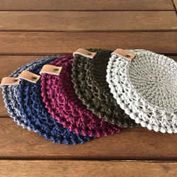 [再次上架] [手工編織]星狀鉤針編織彩色亞麻100％杯墊5件套 第4張的照片