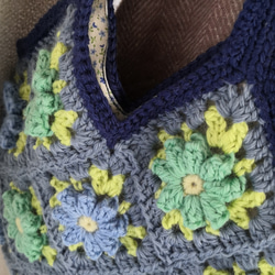 [訂製] 羊毛花朵圖案包 (藍色配綠色花朵) [Creema 獨家] 第2張的照片