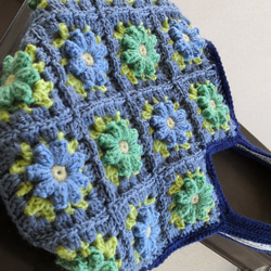 [訂製] 羊毛花朵圖案包 (藍色配綠色花朵) [Creema 獨家] 第3張的照片