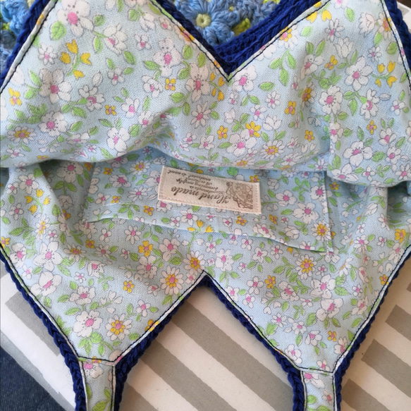 [訂製] 羊毛花朵圖案包 (藍色配綠色花朵) [Creema 獨家] 第5張的照片