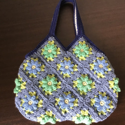 [訂製] 羊毛花朵圖案包 (藍色配綠色花朵) [Creema 獨家] 第7張的照片