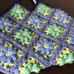 [訂製] 羊毛花朵圖案包 (藍色配綠色花朵) [Creema 獨家] 第8張的照片