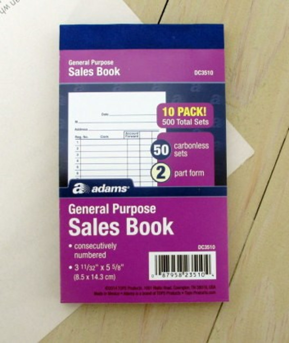 650・　sales book　アメリカの伝票10冊 輸入文具　納品書　領収書　複写 1枚目の画像