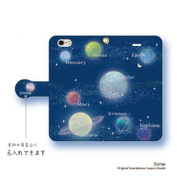 手帳型スマホケース ★ 未知の惑星 ブルー 2枚目の画像