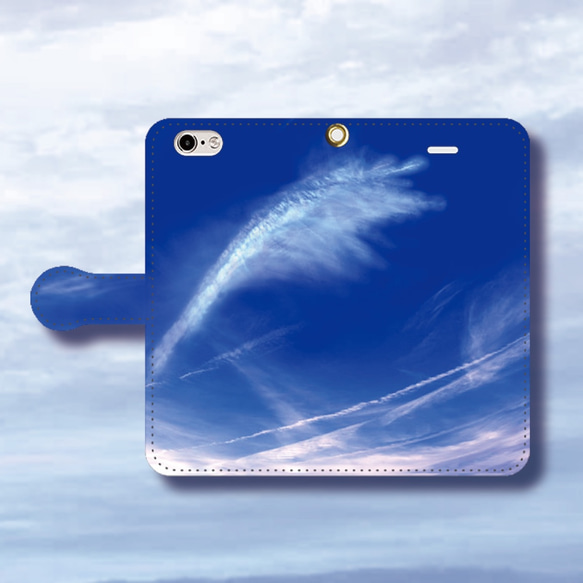 手帳型スマホケース ★ 天使の翼 - 青空 - 2枚目の画像