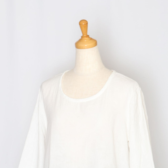 WガーゼAラインチュニック（白色）長袖_401_C20 5枚目の画像