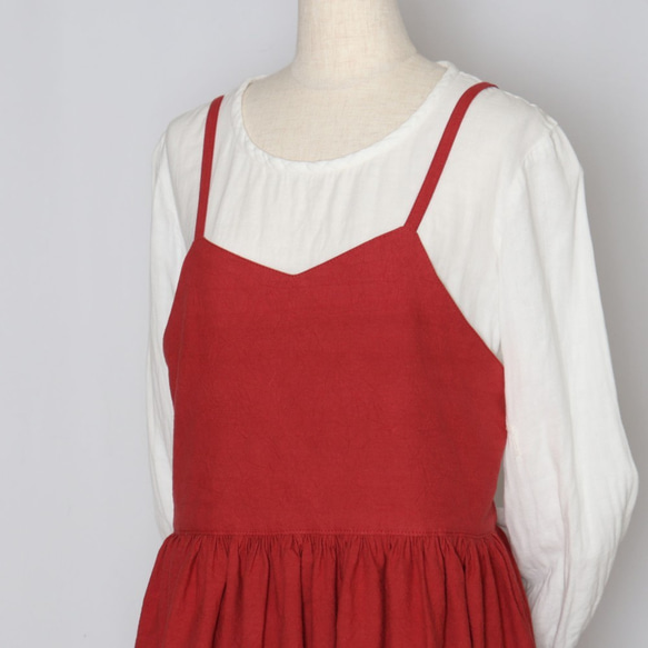 サロペットスカート（紅色） 4枚目の画像