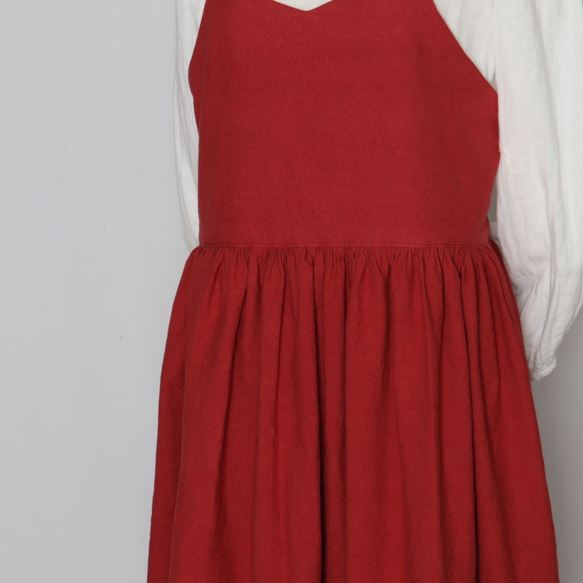 サロペットスカート（紅色） 5枚目の画像