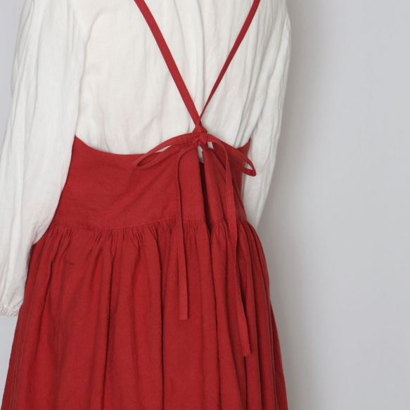 サロペットスカート（紅色） 6枚目の画像