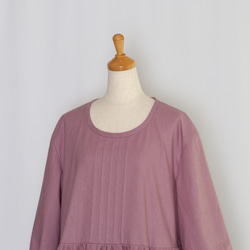 ざっくりレトロなワンピース ハーフリネン（オーキッドくすみ紫） 4枚目の画像