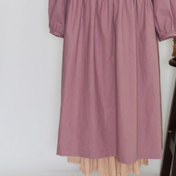 ざっくりレトロなワンピース ハーフリネン（オーキッドくすみ紫） 6枚目の画像
