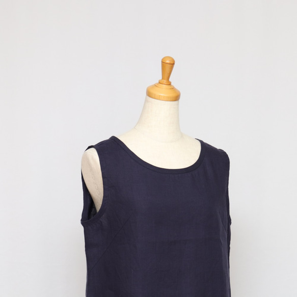 《受注制作》【Ｓ】【M】【Ｌ】ストンとタンクトップ（リネンネイビー）_C19 4枚目の画像