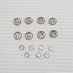 ロンデル　15個　シルバー色　クリスタルダイヤモンド風　ハンドメイド材料 1枚目の画像