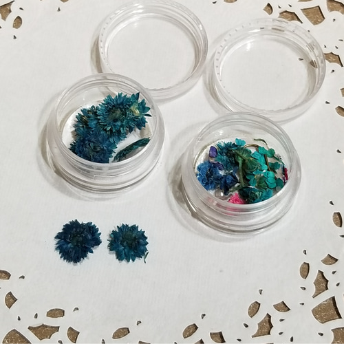 ドライフラワー 2ケースセット グリーン系 花 レジン 封入 パーツ 
