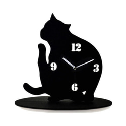 【送料￥350】 黒猫（クロネコ）の時計【首がかゆいのかな‥？】 1枚目の画像