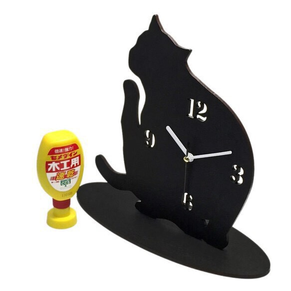 【送料￥350】 黒猫（クロネコ）の時計【首がかゆいのかな‥？】 3枚目の画像