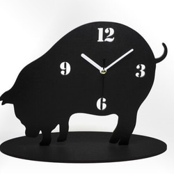 【送料￥350】 黒豚（くろぶた）の時計【黒豚さんも何掘ってるの‥？】 1枚目の画像
