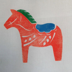 クリスマス柄てづくりてぬぐい（ダーラナホースNo.01） 3枚目の画像