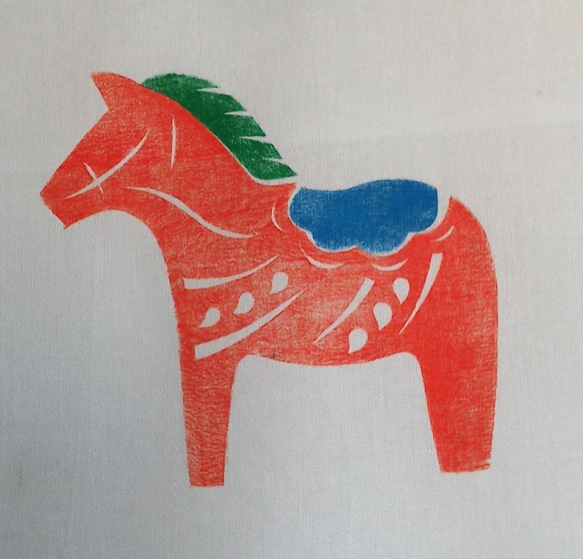 クリスマス柄てづくりてぬぐい（ダーラナホースNo.01） 3枚目の画像