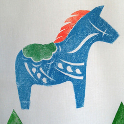 クリスマス柄てづくりてぬぐい（ダーラナホースNo.01） 4枚目の画像