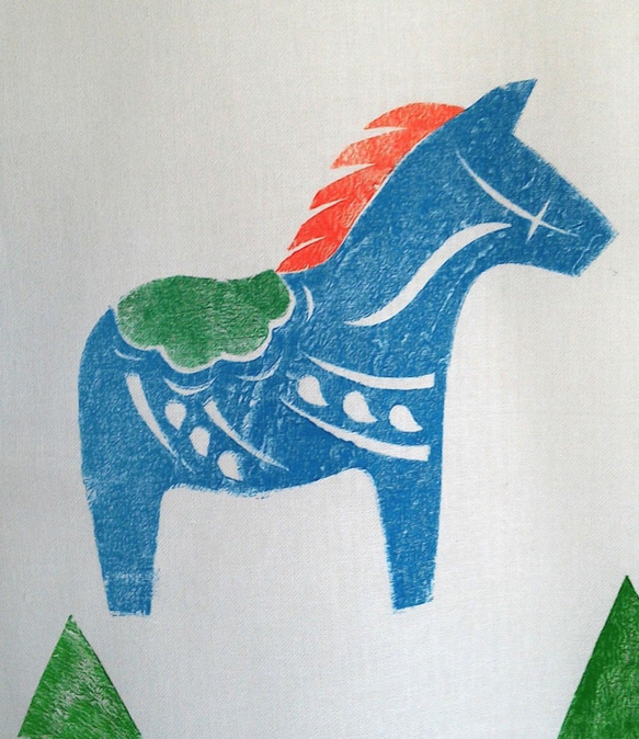 クリスマス柄てづくりてぬぐい（ダーラナホースNo.01） 4枚目の画像