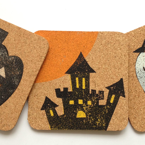 1枚130円 ハロウィンコースター ハロウィン柄コルク製コースター 3枚セット コースター ysk 通販
