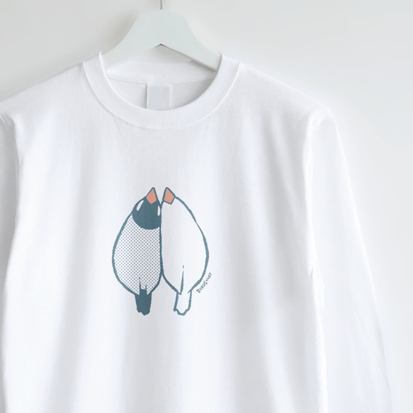 長袖Tシャツ（うえから文鳥） 1枚目の画像