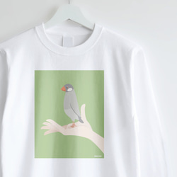 長袖Tシャツ（手タクシー / シルバー文鳥） 1枚目の画像