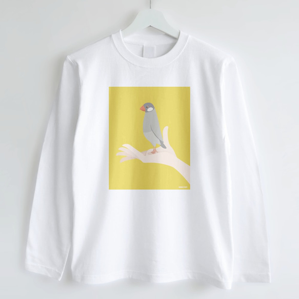 長袖Tシャツ（手タクシー / シルバー文鳥） 5枚目の画像