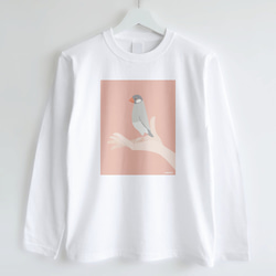 長袖Tシャツ（手タクシー / シルバー文鳥） 6枚目の画像