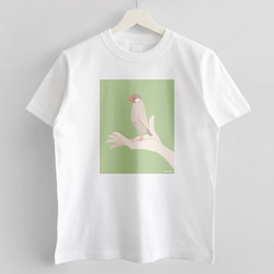 Tシャツ（手タクシー / シナモン文鳥） 4枚目の画像