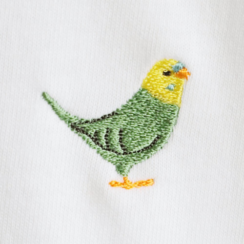 品質は非常に良い 刺繍Tシャツ（BIRD!BIRD!BIRD! / セキセイインコ / グリーン） T メンズウェア