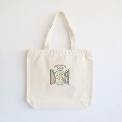 刺繍トートバッグ（WONDERFUL DAYS / セキセイインコ / グリーン） 3枚目の画像