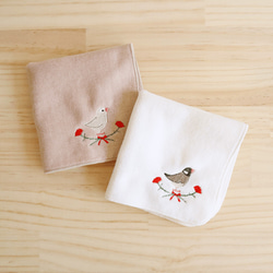 刺繍ミニタオル（文鳥 / カーネーション） 6枚目の画像