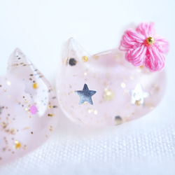 閃閃發光的貓耳朵裝飾（淺粉紅色） 第2張的照片