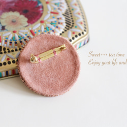 【ご予約品】桜の園★フランス製スパンコールと天然石の刺繍ブローチ 3枚目の画像