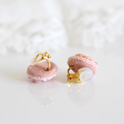 櫻花和雪★法國製造的亮片和花貝殼耳環 第3張的照片