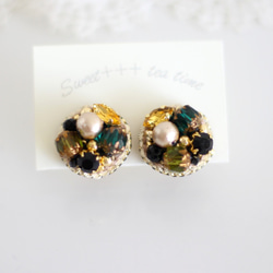 森林禮物◆法國製造的亮片和玻璃珠寶秋季刺繡耳環 第4張的照片