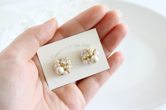 古典珍珠◆法國製造的亮片和珍珠的畢節刺繡耳環 第5張的照片
