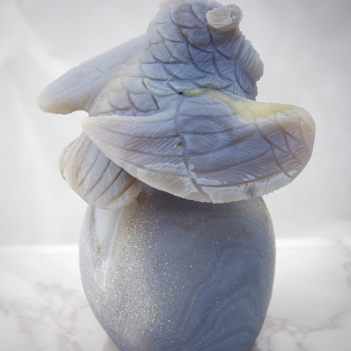 宝石彫刻】アゲート（ジオード）・フクロウ 天然石 しださん(=ﾟωﾟ